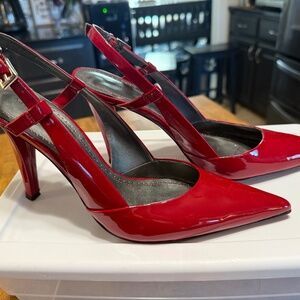 Marc Fisher 4" inch heel sling backs Red